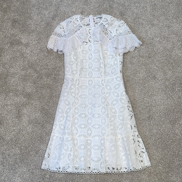 Sandro Corentin Cotton Lace Mini Dress in White, size XS - Picture 4 of 6